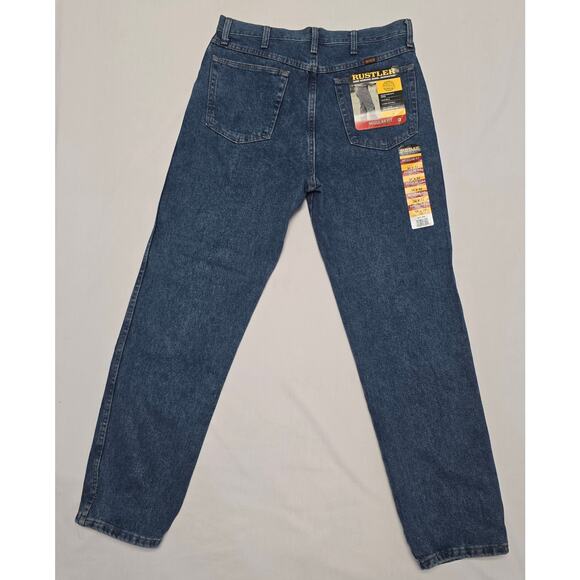 Rustler Regular Fit Jeans Mens 34x32 Blue Medium Wash Straight Leg Denim - Picture 1 of 13
